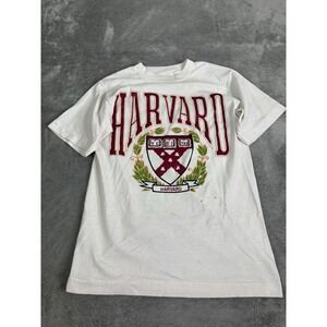 Vintage 80s Harvard University T Shirt Men's Size Small White